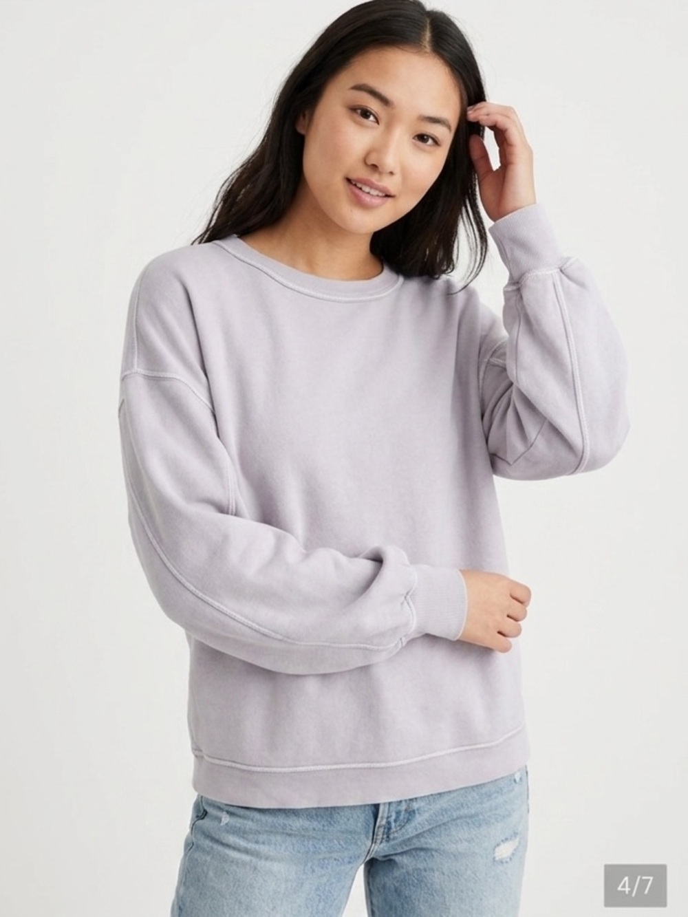 Aerie Lavender REAL Crew Sweatshirt with Bubble Sleeves Size Small